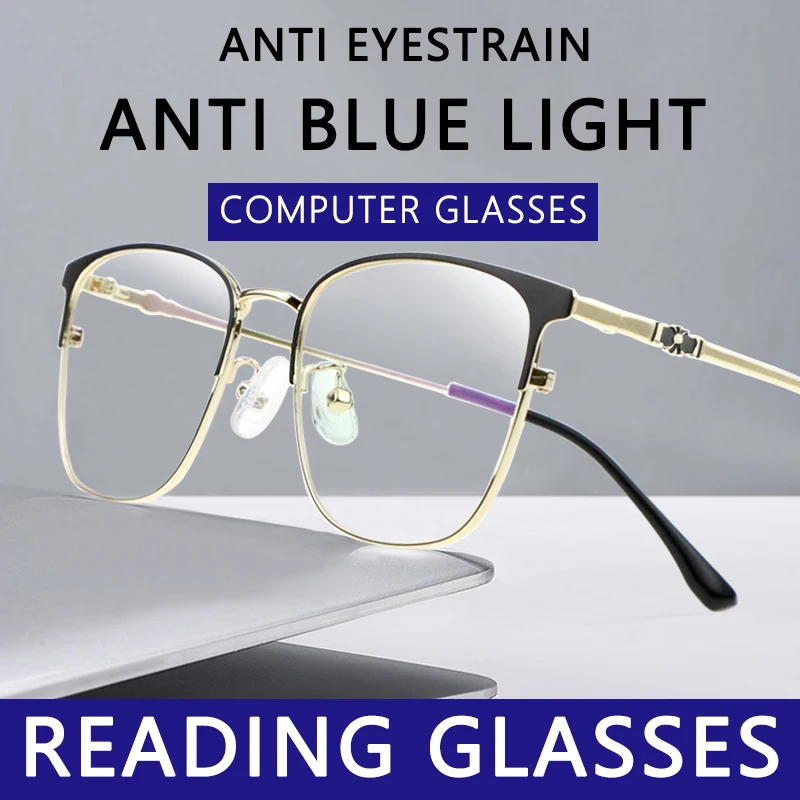 Ultra-Thin Reading Glasses Blue Light Blocking Anti-fatigue,Transparent Magnifying Glasses for Men Readers,Presbyopia Eyeglasses