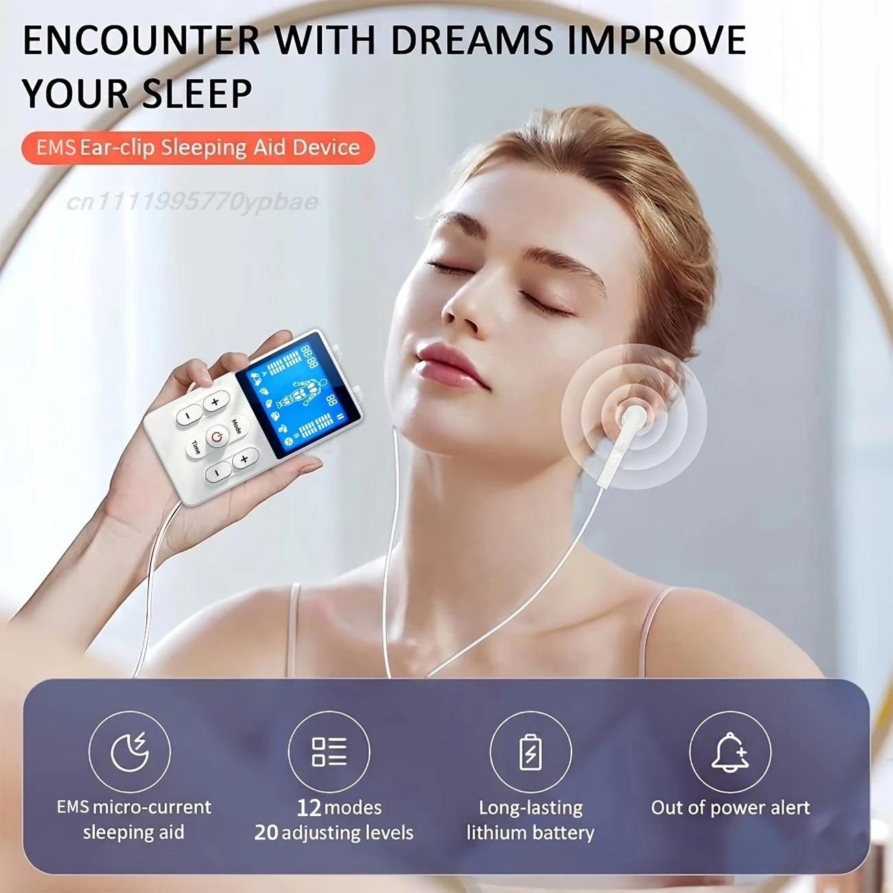 Smart EMS Ear-Clip Sleep Aid Device - Microcurrent Insomnia Relief & Anxiety Therapy Portable Rechargeable Health Care Tool