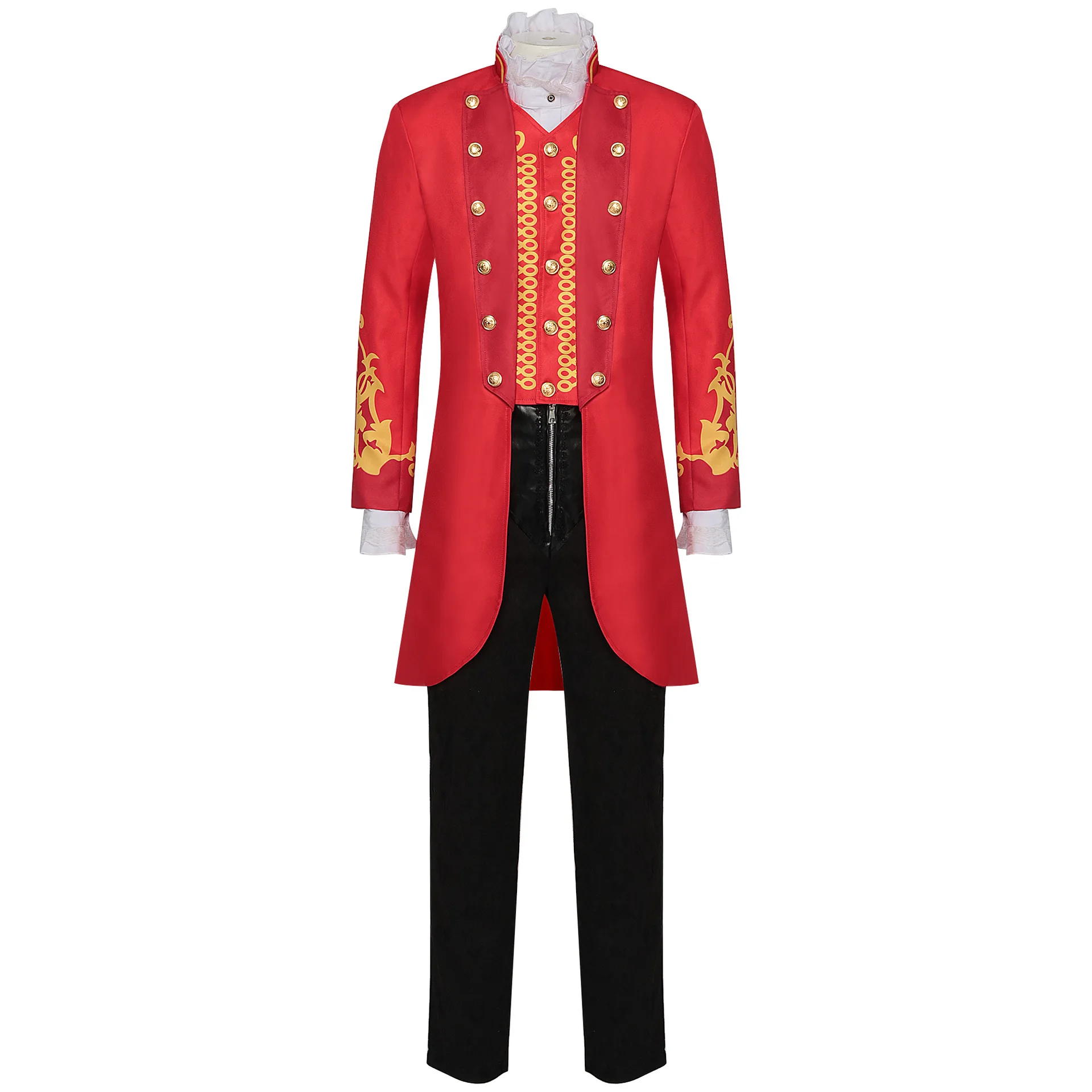Men's Mid-Length Coat Medieval Retro Clothing Punk Style Cosplay Costume Long Sleeve Satin Fabric All-Season Fashionable Men'... view 5