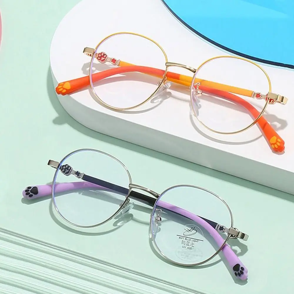 Blaulicht-blockierende Brille für Kinder, niedliches Katzenpfotenmuster, optische Brillen für Kinder, Jungen und Mädchen, Anti-Blau-Strahlen-Computerbrille