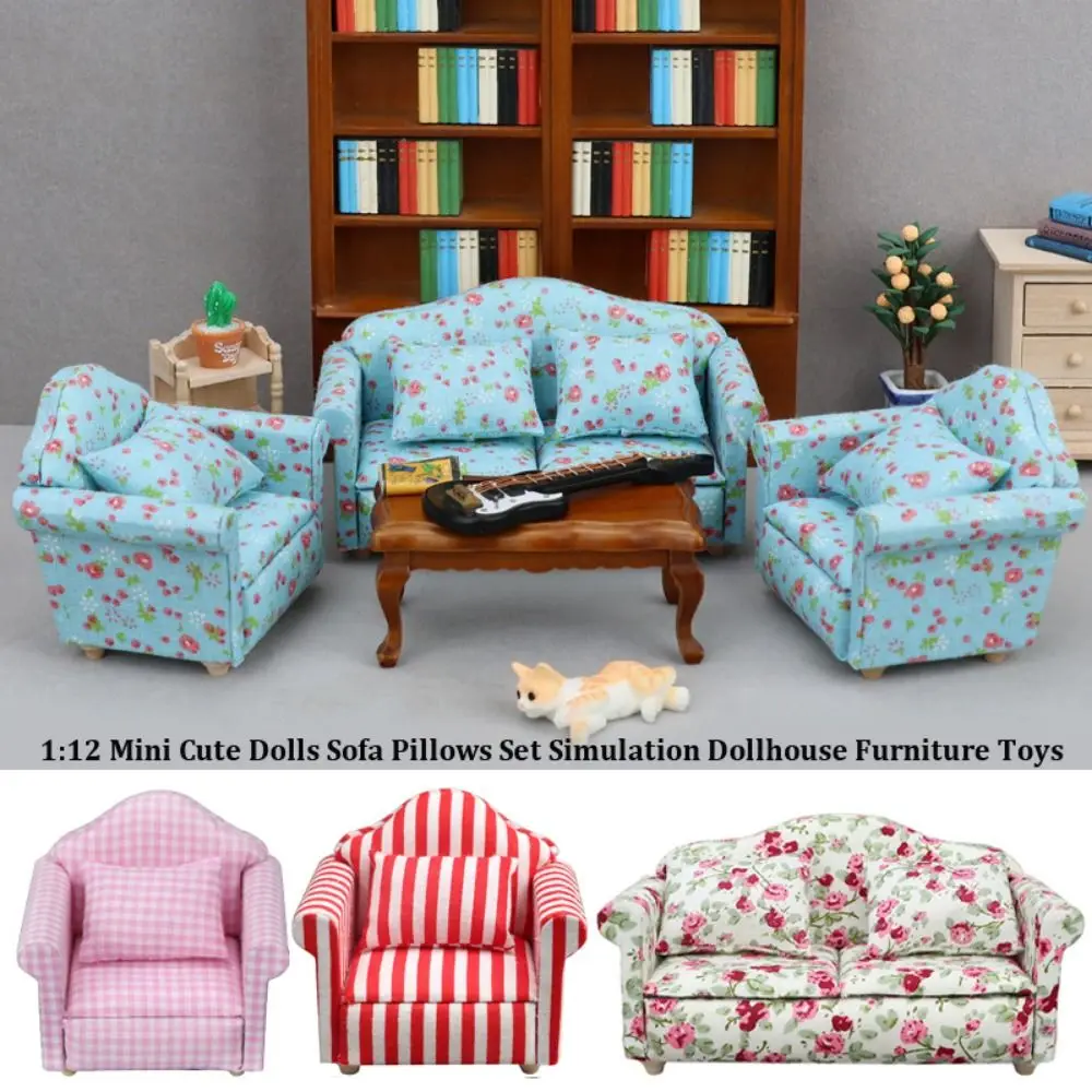 

Mini 1:12 Dolls Sofa Pillows Set Cute 8*6.5*7.5cm/13.5*6.4*7.2cm Simulation Dollhouse Furniture Toys Multistyles