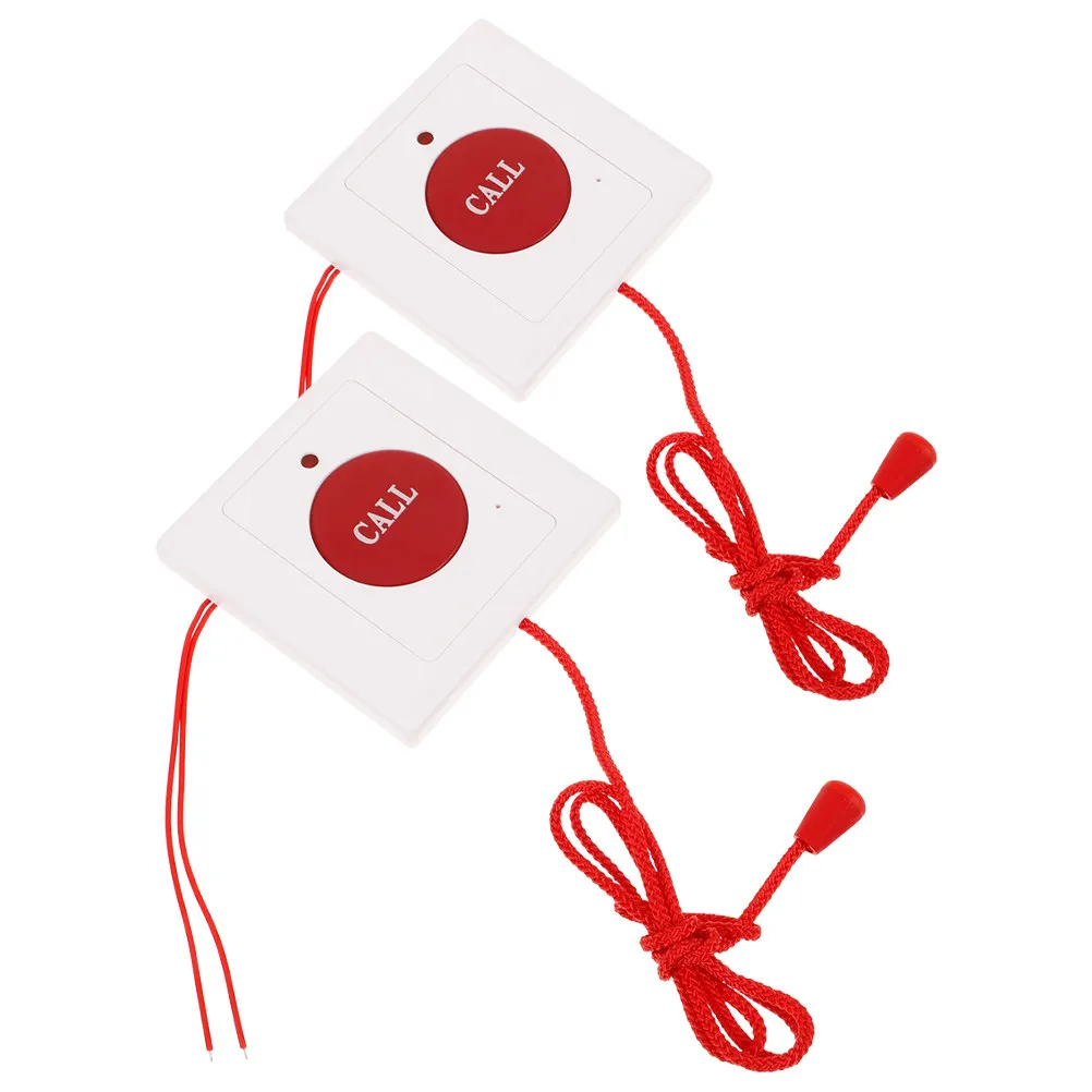 

2Pcs Elderly Emergency Call Button Wall Mounted Pull Cord Wireless Buzzer Patient Caregiver Pager Wireless Buzzer