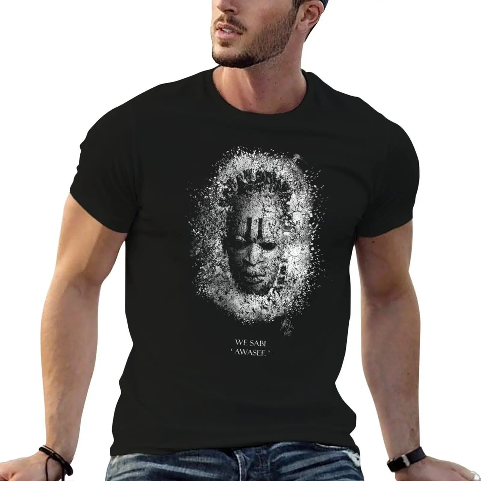 

Mask on dark background with text in pidgin T-Shirt man tshirt t shirt man luxury T-Shirt
