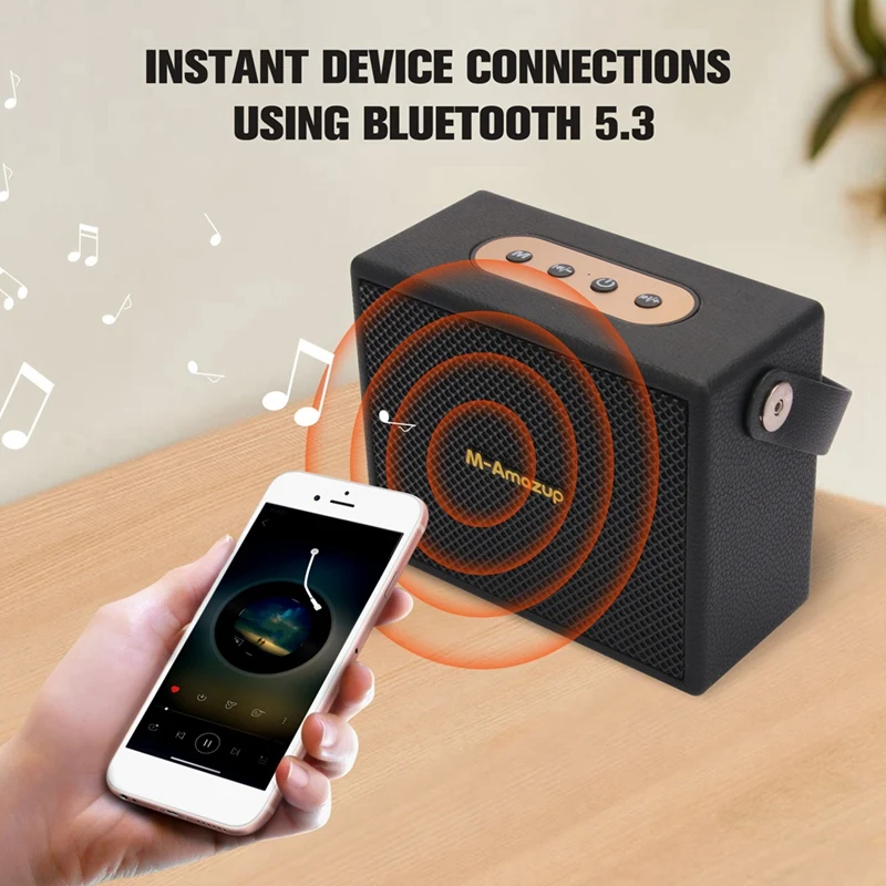 Tragbarer Retro-Bluetooth 5.3-Lautsprecher, kabelloser Outdoor-Subwoofer mit Verbindung, FM-Radio, TF-Karte, AUX-Wiedergabe-VVNB