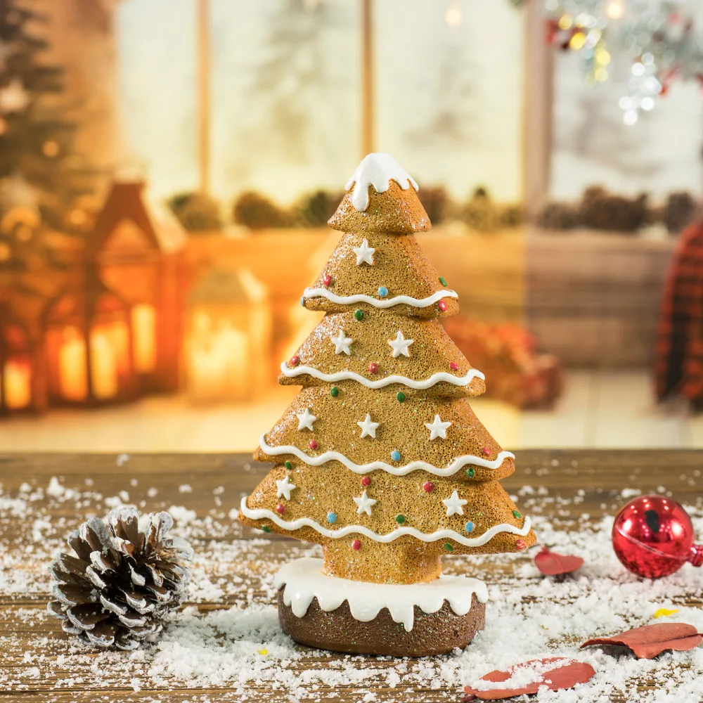 

New arrival Christmas decoration gingerbread Christmas tree biscuits desktop ornaments creative scene layout resin decoration