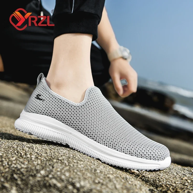 YRZL Mens Mesh Shoes Breathable Unisex Casual Shoes Outdoor Non-Slip Mesh Loafers Walking Lightweight Fashion Male Tennis Shoes