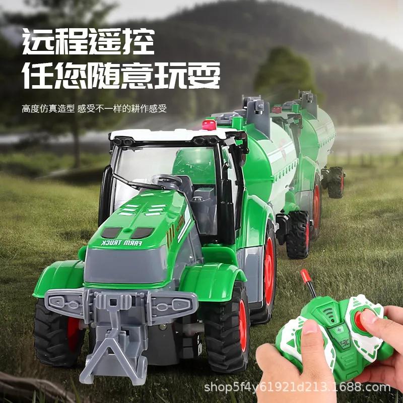 

Remote-controlled agricultural farm toy tractor transport vehicle