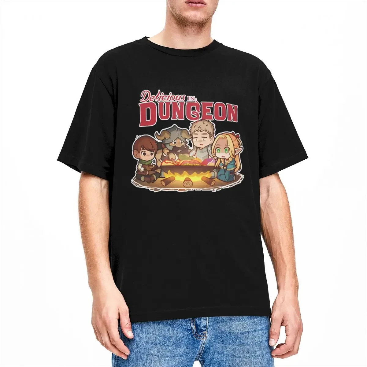 Dungeon Meshi T-Shirt Male First Supper Vintage 100% Cotton T Shirts Summer O-Neck Fashion Tees Hot Sale Big Size Tops