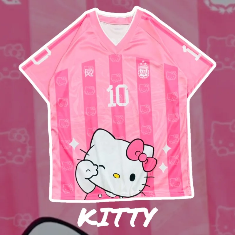 

Милая и забавная быстросохнущая футболка с короткими рукавами и принтом Hello Kitty для женщин, летний розовый свободный топ
