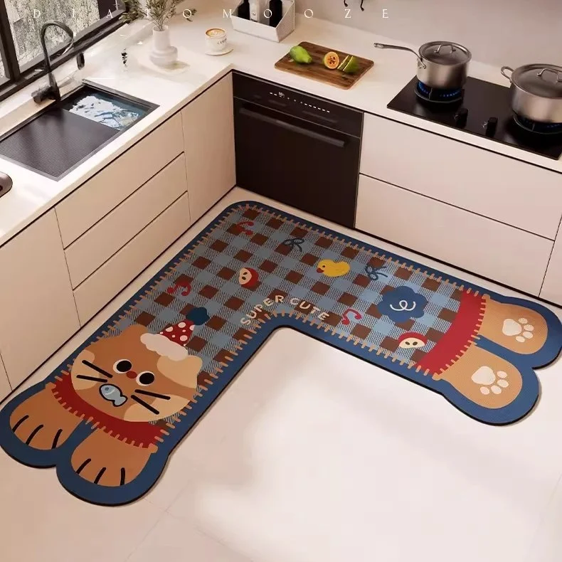 2026 New Cartoon Kitchen Floor Mat Water Absorbent Oil Absorbent Silicon Dendroid Soft Pad Easy to Maintain Restaurant Corner...
