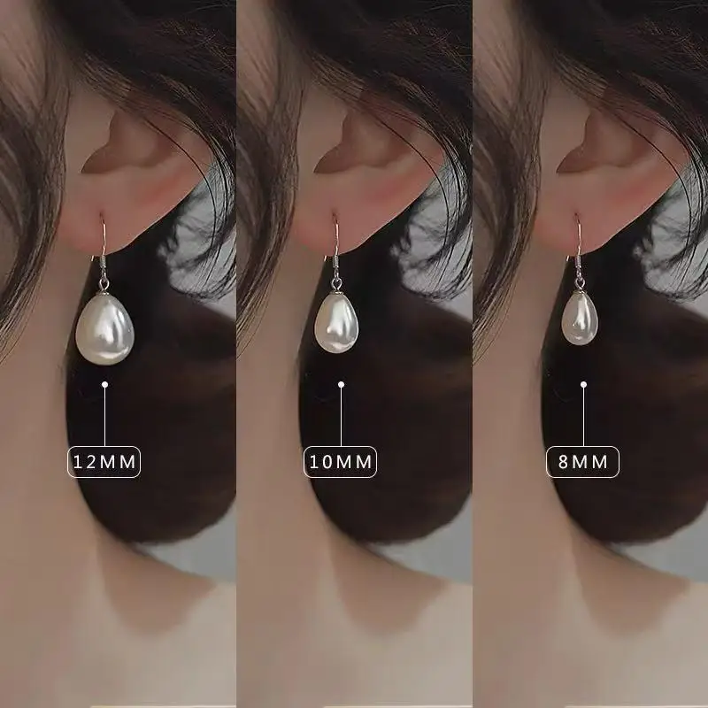 1 Pair Teardrop White Pearl Dangle Earrings 3 Size Options For Daily Wear Wedding Parties Occasions