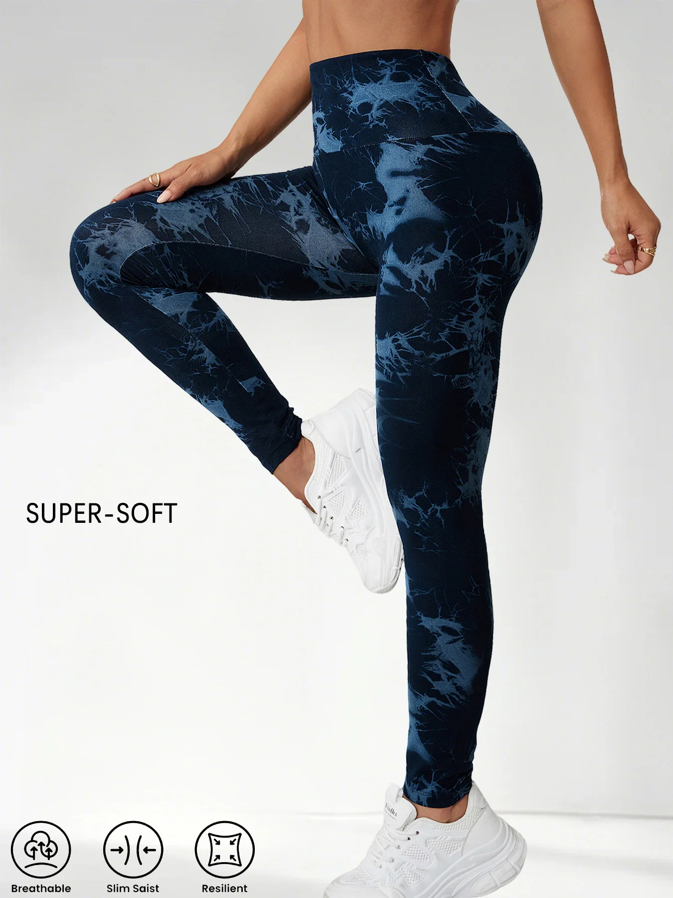 

Супермягкие спортивные леггинсы с высокой талией и эффектом тай-дай для женщин, непрозрачные, для тренировок, бега и йоги