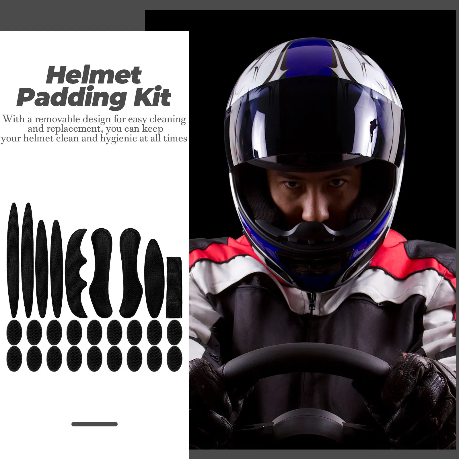 

1Set Inner Padding Kit Universal High Density Sponge Replacement Pads for Motorcycle Bike Cycling Breathable