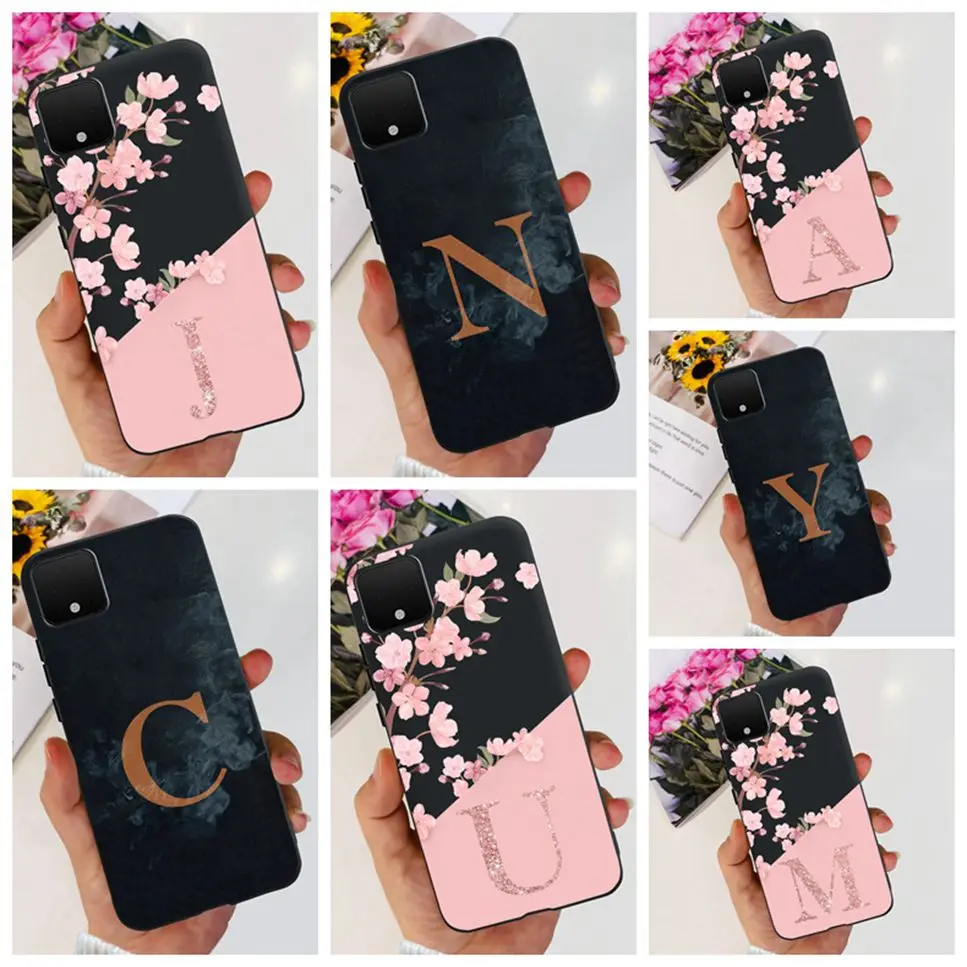 New For Google Pixel 4 XL Case Fashion Letter Luxury Flower TPU Soft Silicone Back Cover For Google Pixel 4XL G020J Phone Shell