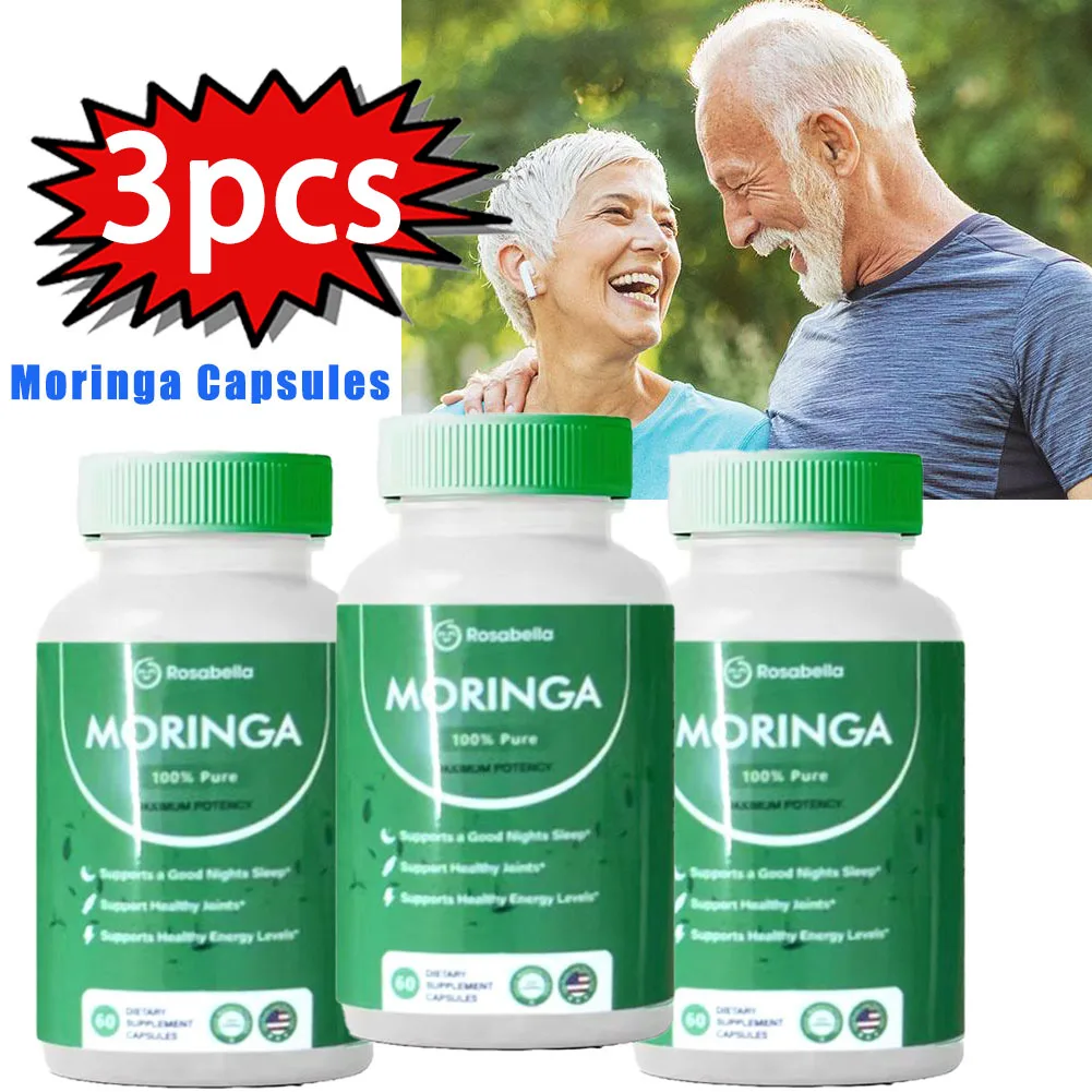 

3PCS Moringa Capsules Natural Green Antioxidant, Promote Bone, Joint, Immune Health | Enhance Energy, Endurance, Concentration