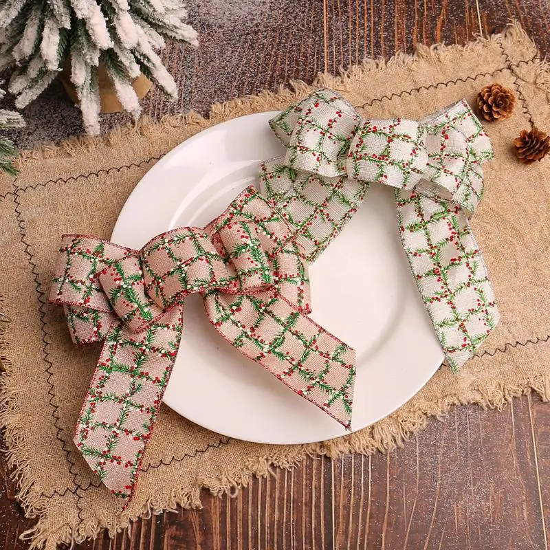 Christmas Bow Plaid Ribbon Plaid Bows Ribbon Christmas Tree Decoration Bows Bows Wreaths Ornaments Christmas Check Plaid Bows