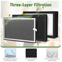 Boîtier de filtre en ligne 3 couches HEPA et charbon actif pour conduits CVC et ventilateurs en ligne, support de montage, purification de toute la maison 3