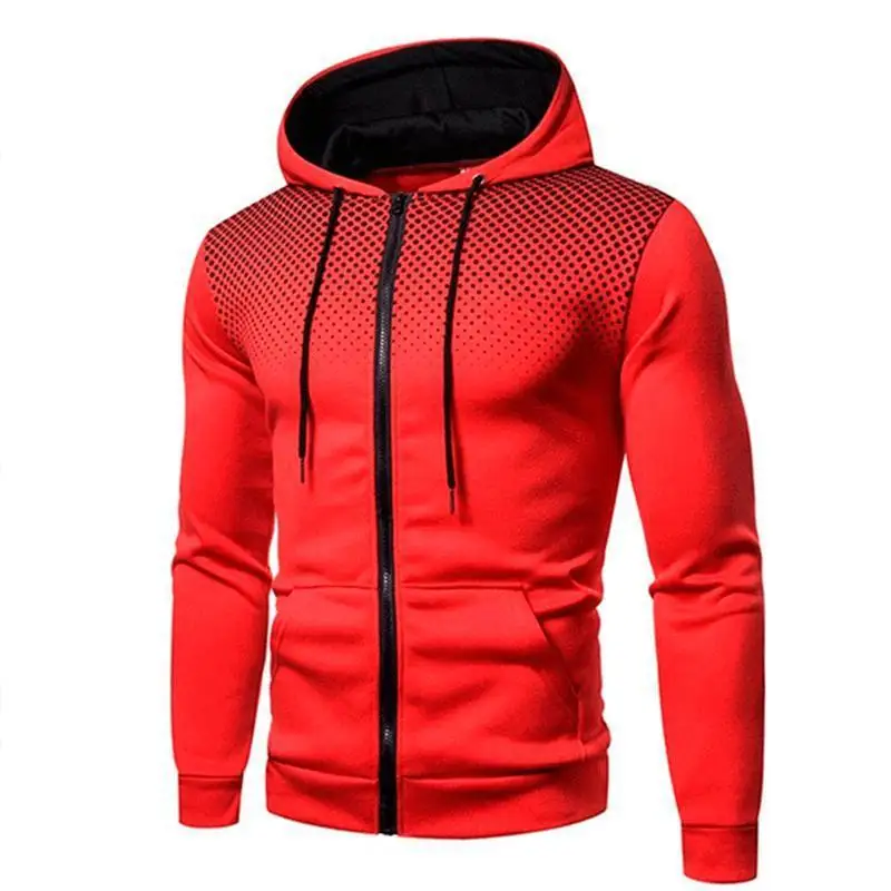 2024 New Men's Training Wear Cardigan Hoodie Men's Polka Dot Printed Zipper Shirt Spring And Autumn Casual Sportswear Top