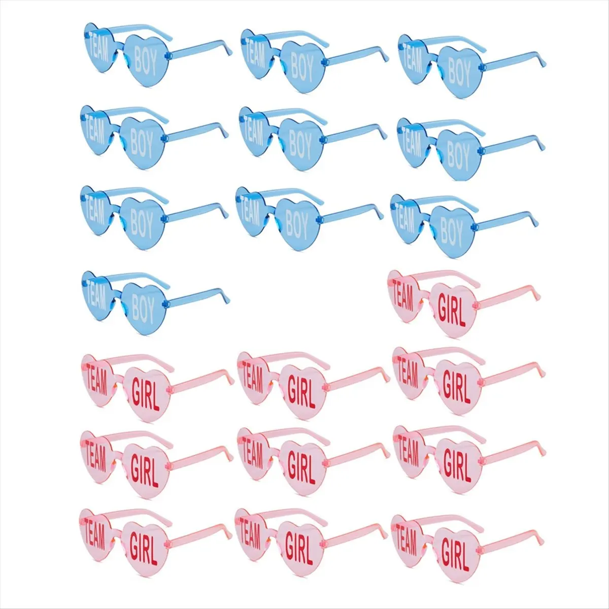 

WOW! 20 Pcs Gender Reveal Glasses Frameless Sunglasses Team Girl and Boy Baby Shower Decor for Gender Reveal Party