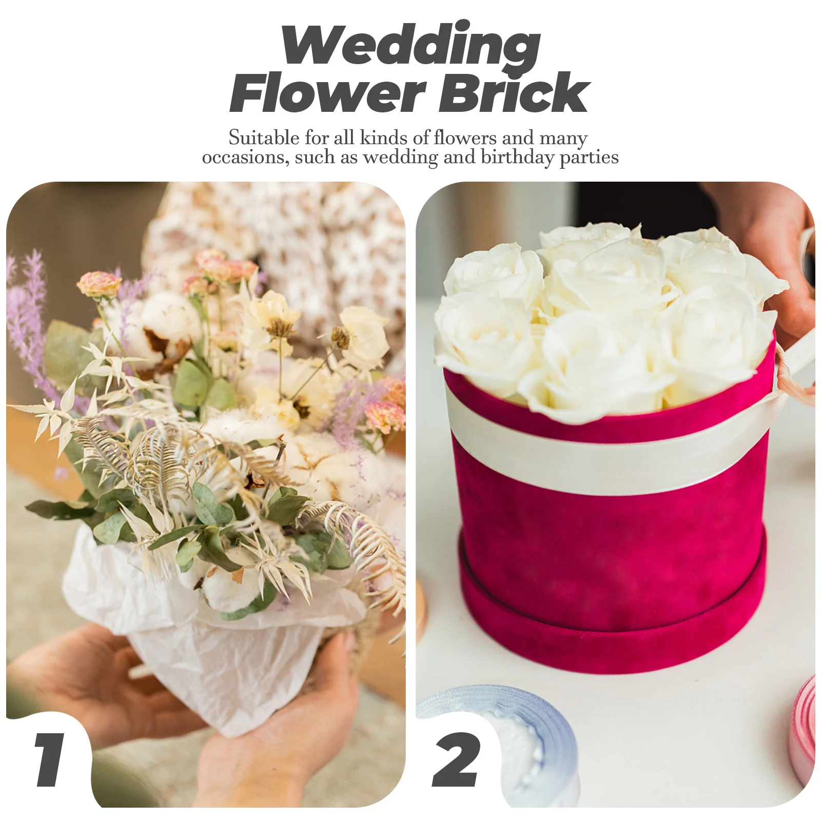

6 pcs 9Cm Flower Mud Board Props Florist Floral Foam Wedding Birthday Decoration Dry Flower Bricks Green Healthy For
