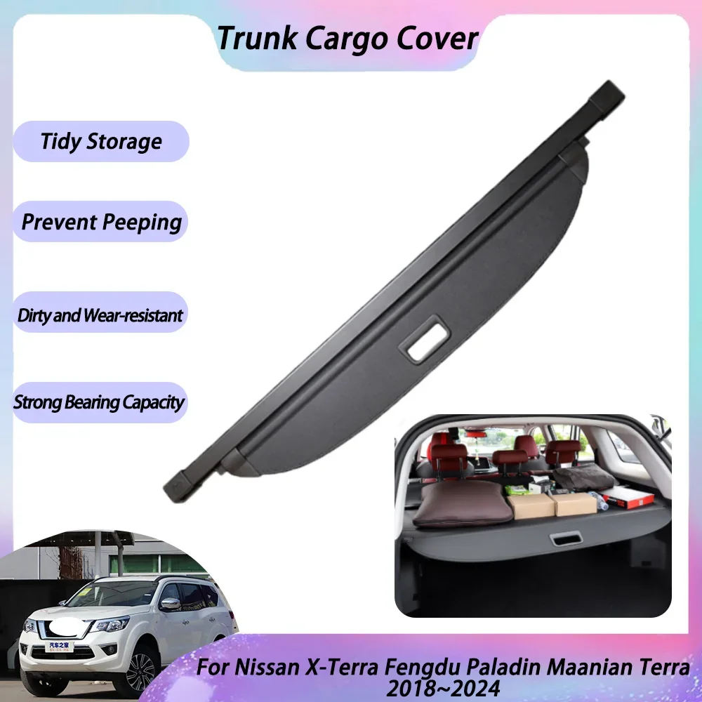 Car Trunk Curtain For Nissan X-Terra Fengdu Paladin Maanian Terra 2018~2024 2020 2022 Accessories Luggage Rear Boot Tray Cargo