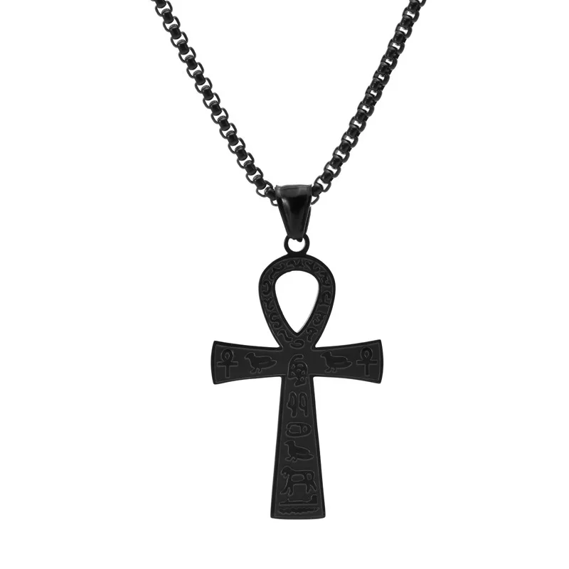 Modische ägyptische Ankh-Halskette für Herren, Edelstahl-Kreuzanhänger, Box-Kette, wasserdichter Gebetsschmuck für Damen, Accessoires – Detail 5
