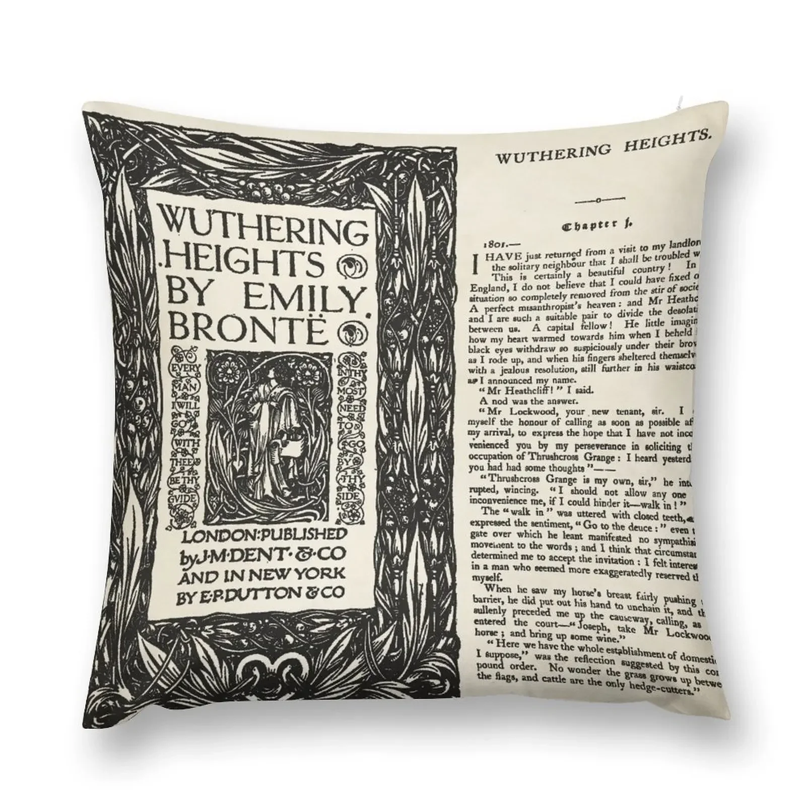 

Wuthering Heights Pages Black - London Published Edition Throw Pillow Christmas Throw Pillows Covers Christmas Pillow pillow