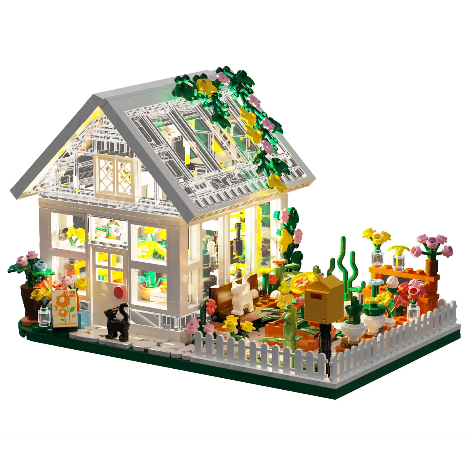 Flower House Building Set with LED, City Street House Flower Shop Building Blocks Toy, Gift for Girls 8+ Year, Mini Brick 680pcs