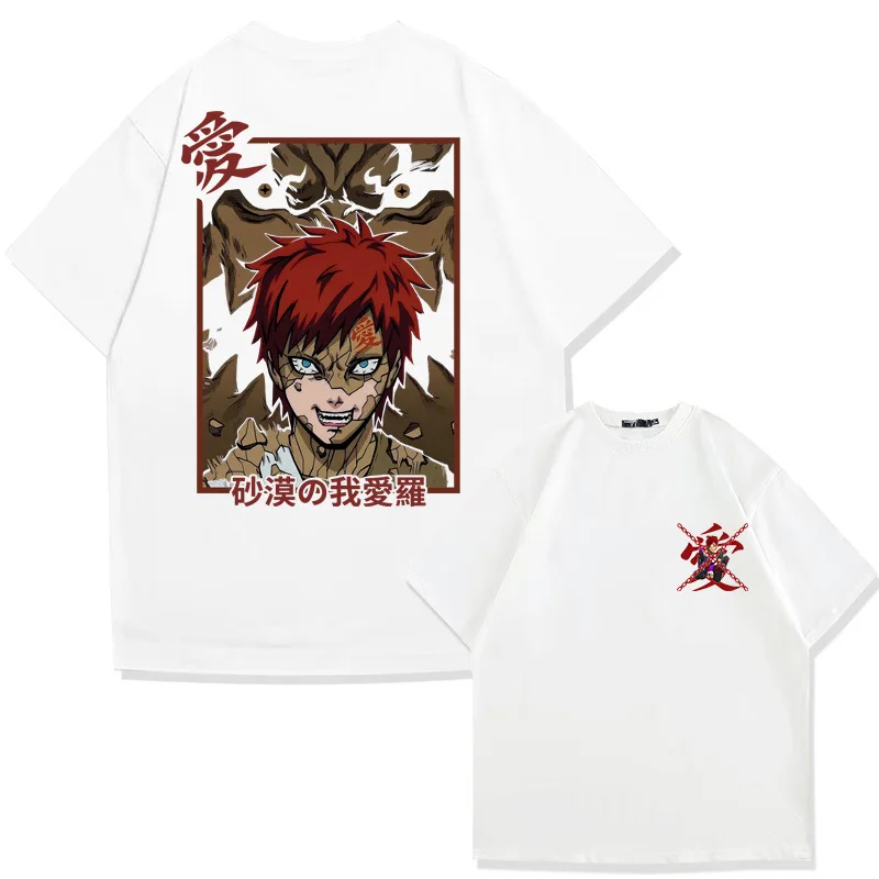 

Новая детская футболка в стиле японского аниме, футболка с короткими рукавами из чистого хлопка с двусторонним принтом, повседневная рубашка с короткими рукавами для родителей и детей, Naruto I Love Luo