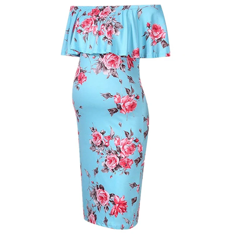 

Summer Dresses for Pregnant Women Maternity Printed Slip-Neck Dresses Pregnancy Elegant Slim Dress Short Sleeve Office Dress