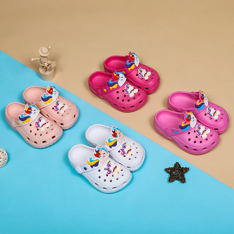 STRONGSHEN Kids Unicorn Dinosaur Sandals Boys Girls Mules Clogs Summer Garden Shoes Beach Slippers Infantiles Hole Shoes