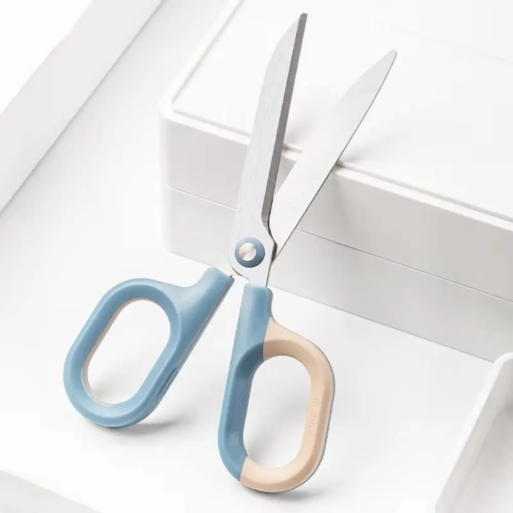 Stainless Steel Stationery Scissors Large Loop Handle Hitting Color Household Scissors Double Color 18cm Paper Scissors