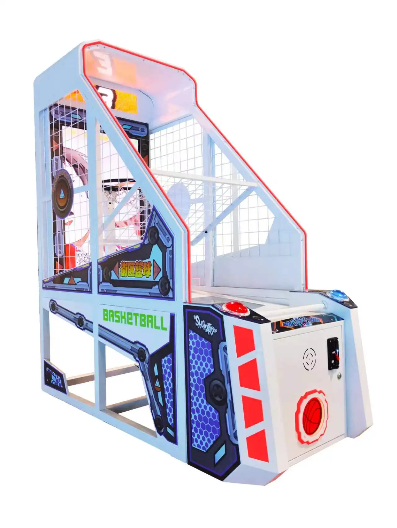 Indoor Arcade Basketball Game Machine 1-Year Warranty Metal and Plastic Construction for Amusement Centers