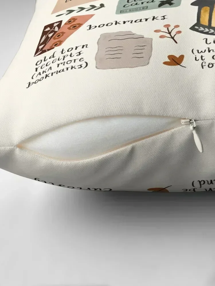 A Bookworm's Belongings Throw Pillow Sofa Cover pillow pillowcase pillow