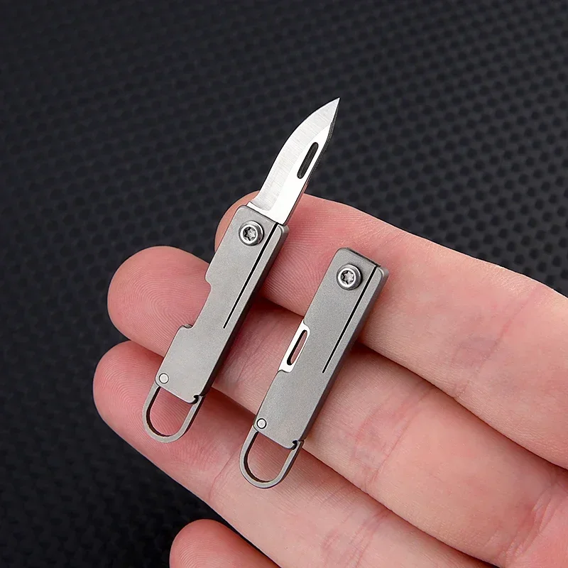 2025 New EDC tool Titanium Alloy Mini Knife Keychain Pendant Pocket Knife Survival Portable Unboxing, Sharp Mini Folding Knife