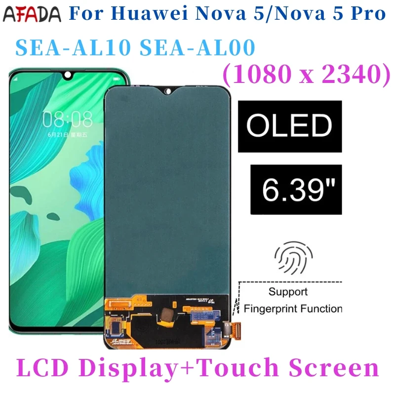 TFT LCD OLED LCD For Huawei nova 5 / Nova5 Pro LCD Display Touch Screen SEA-AL10 SEA-AL00 Digitizer Assembly Phone Replacement