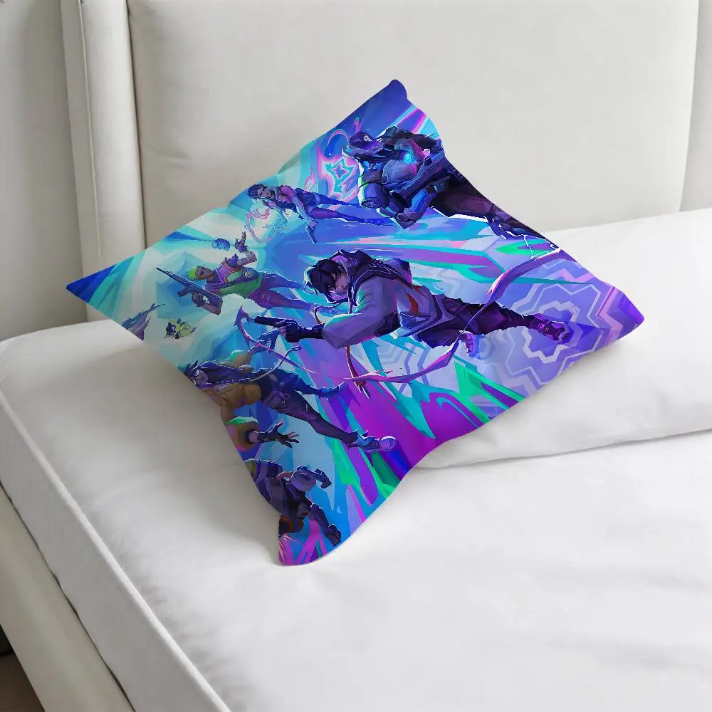 HOT Game V-ValorantS Decorative Square Pillow Cover Modern Cushion Case for Living Room Bedroom 6
