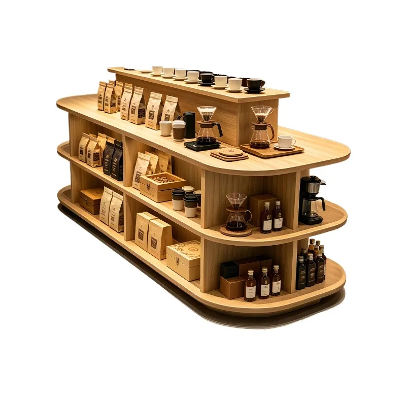 Solid wood double-sided Zhongdao display cabinet, store convenience store display cabinet