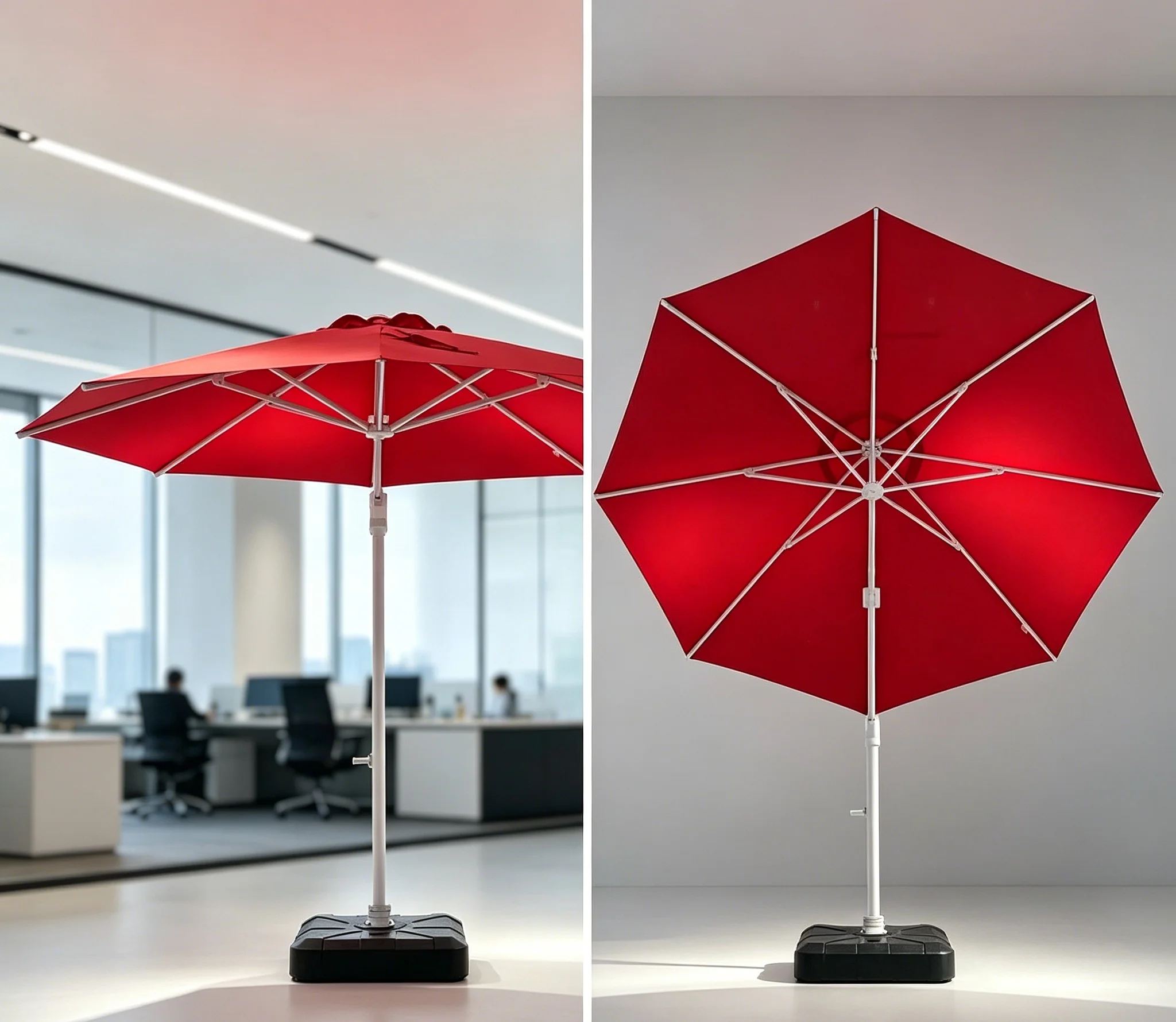 Modern Garden Beach Mid Pole Aluminum Parasol Umbrella with Waterproof Base Rotational Tilt for Outdoor Use in Hotel & Park