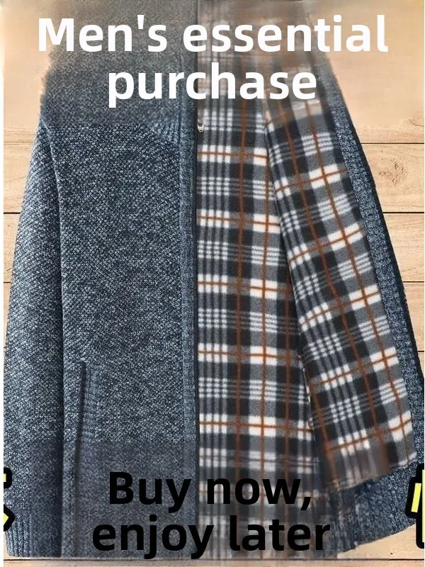 

Thiened Zipper Knitted Cardigan for Men Autumn Winter Warm Casual Sle Pure Color Dad Coat Comfortable Polyester Fiber