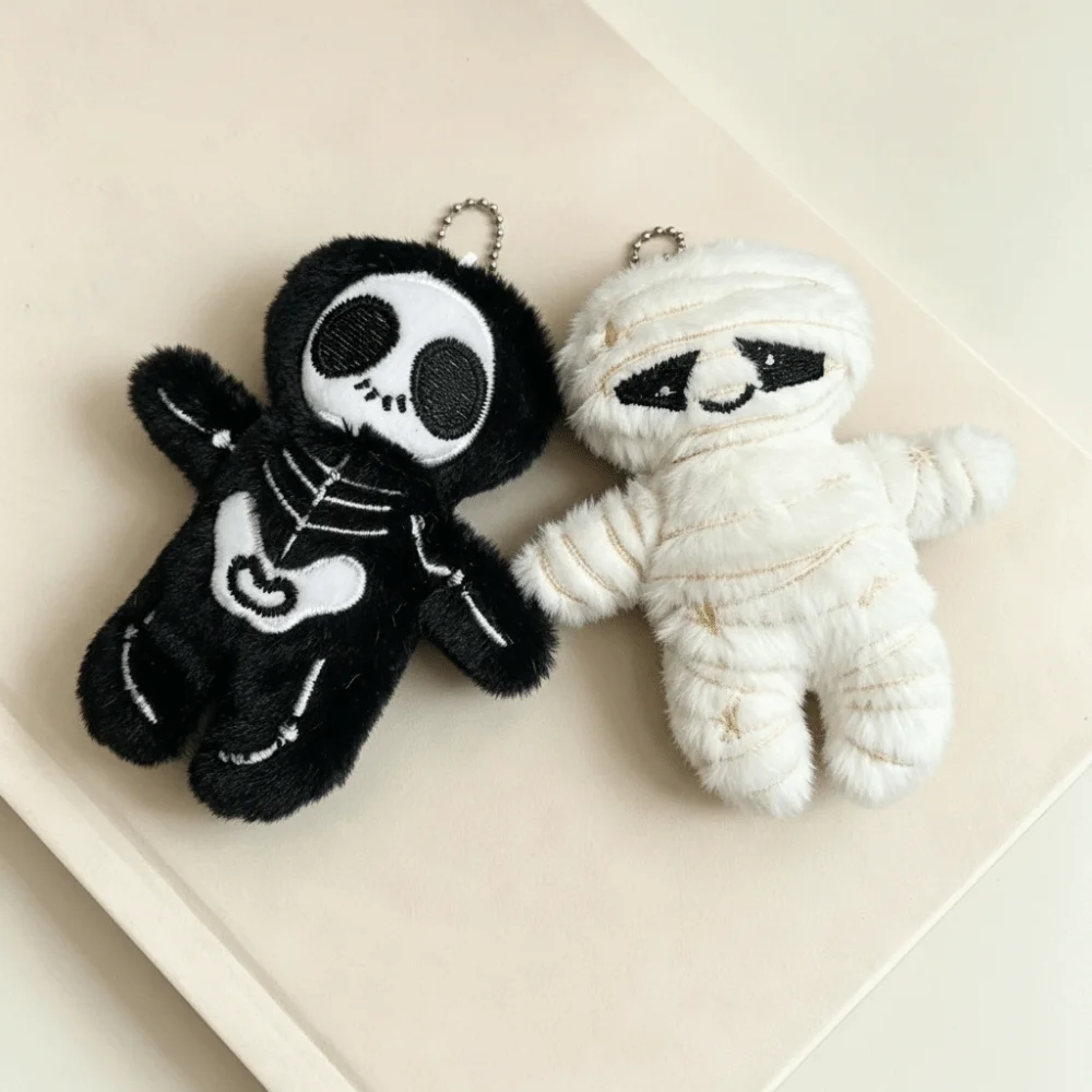Cute Skeleton Halloween Plush Keychain Stuffed Mummy Style Bag Pendant Skull Keyring Key Hanging Halloween