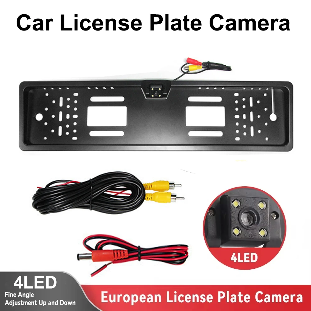 Car License Plate Rear View Camera 4LED/8LED Light EU European License Plate Frame Waterproof Night Vision Reversing Camera