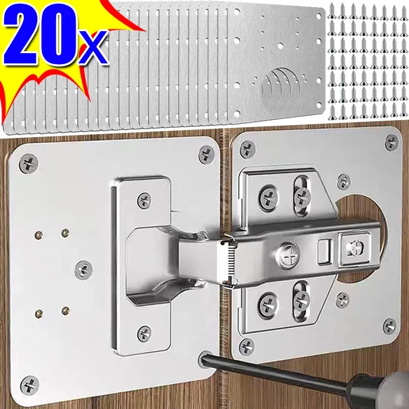 For Home Kitchen Cupboard Furniture Wholesale Stainless Steel Cabinet Hinge Repair Plate Kit Door Hinge Mounting Plate with Hole