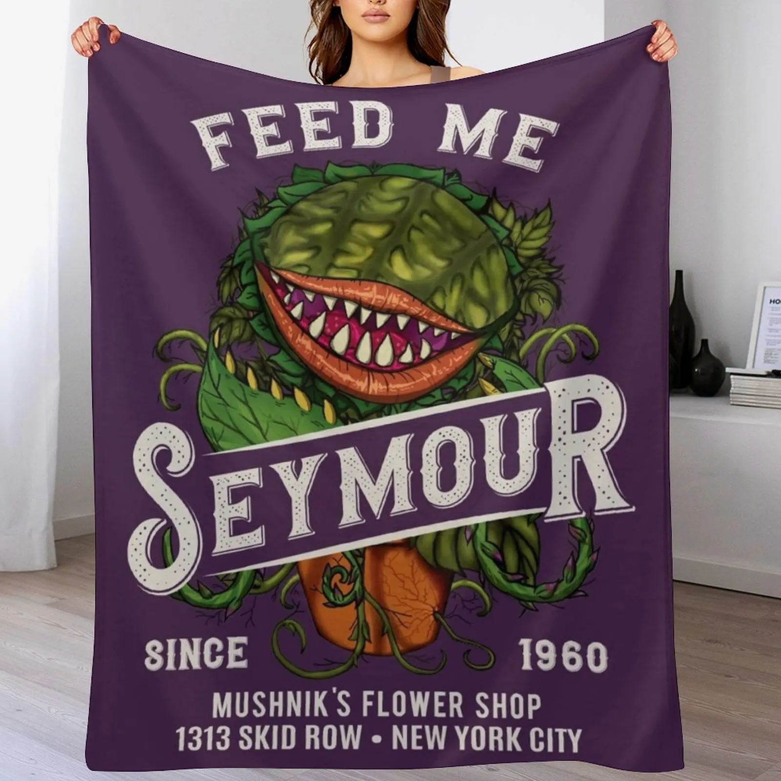 

Feed me Seymour Throw Blanket Quilt Hairys Personalized Gift christmas gifts Blankets