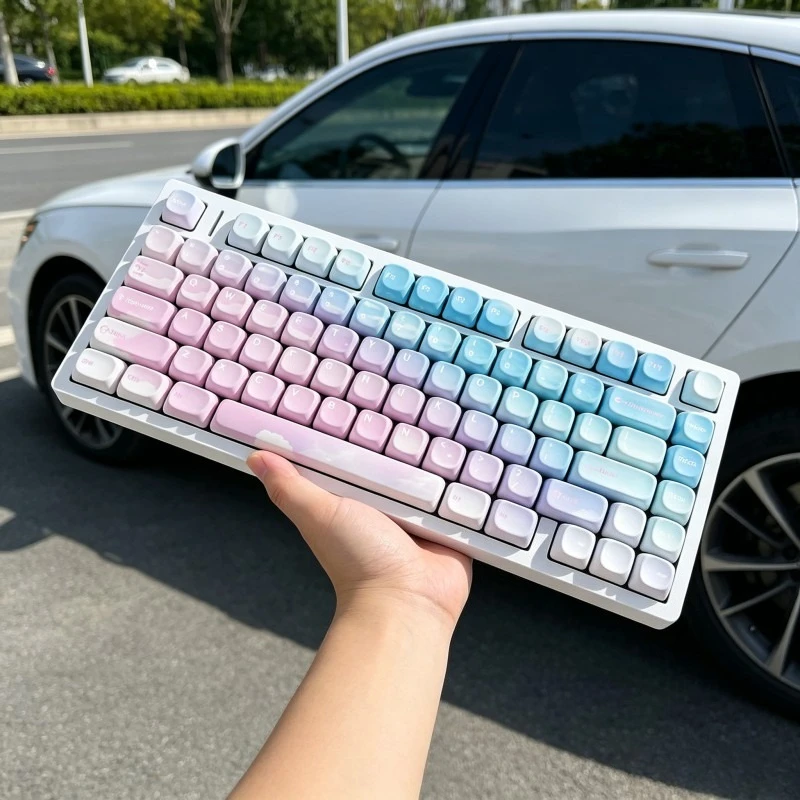 

Dreamy Sky Keycaps Custom PBT Moa Profile Keycap Cute Cartoon Anime Korean Japanese Spanish Point Key Caps for Gamers Design