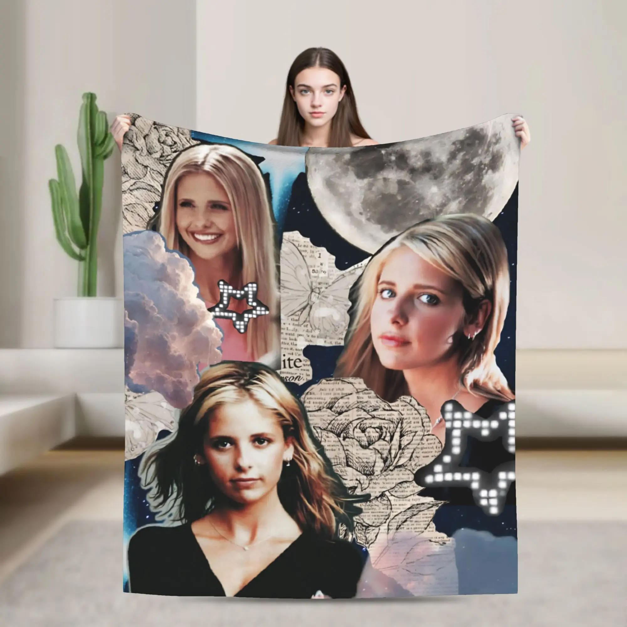 Buffy the Vampire Slayer Blankets Horror Movie Plush Novelty Breathable Throw Blankets for Bedspread Summer
