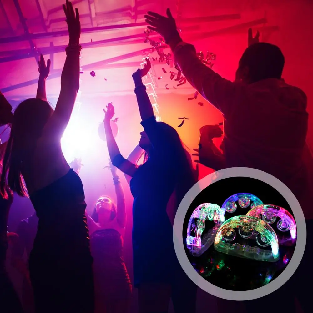 LED Tambourine Light Up Musical Flashing Tamborine Toy Handheld Percussion Instrument for Teenagers Adults Wedding Party Favors