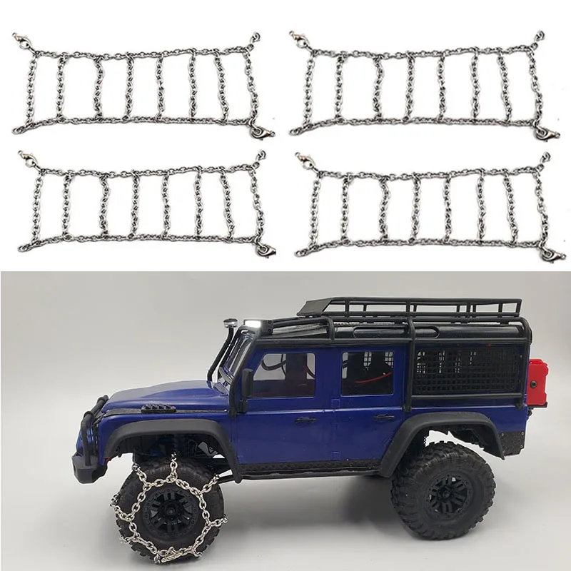 2/4pcs TRX4M Climbing Car Tire The Snow Snow Chains for 1/18 RC Crawler Car Traxxas TRX4-M Defender D110 Bronco Scx24 Fms Parts