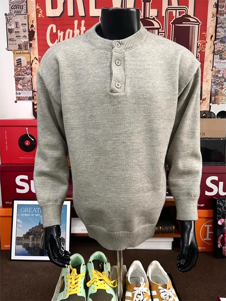 

Мужской трикотаж Cleanfit Ey Henry Collar: осенне-зимняя коллекция, американский ретро-стиль, повседневный, высококачественная внутренняя одежда, трендовый