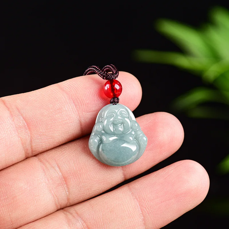 Myanmar Jadeite Guanyin Buddha Pendant Necklace Vintage Natural Gemstone Real Jewelry Fashion Accessories Burmese Jade Stone